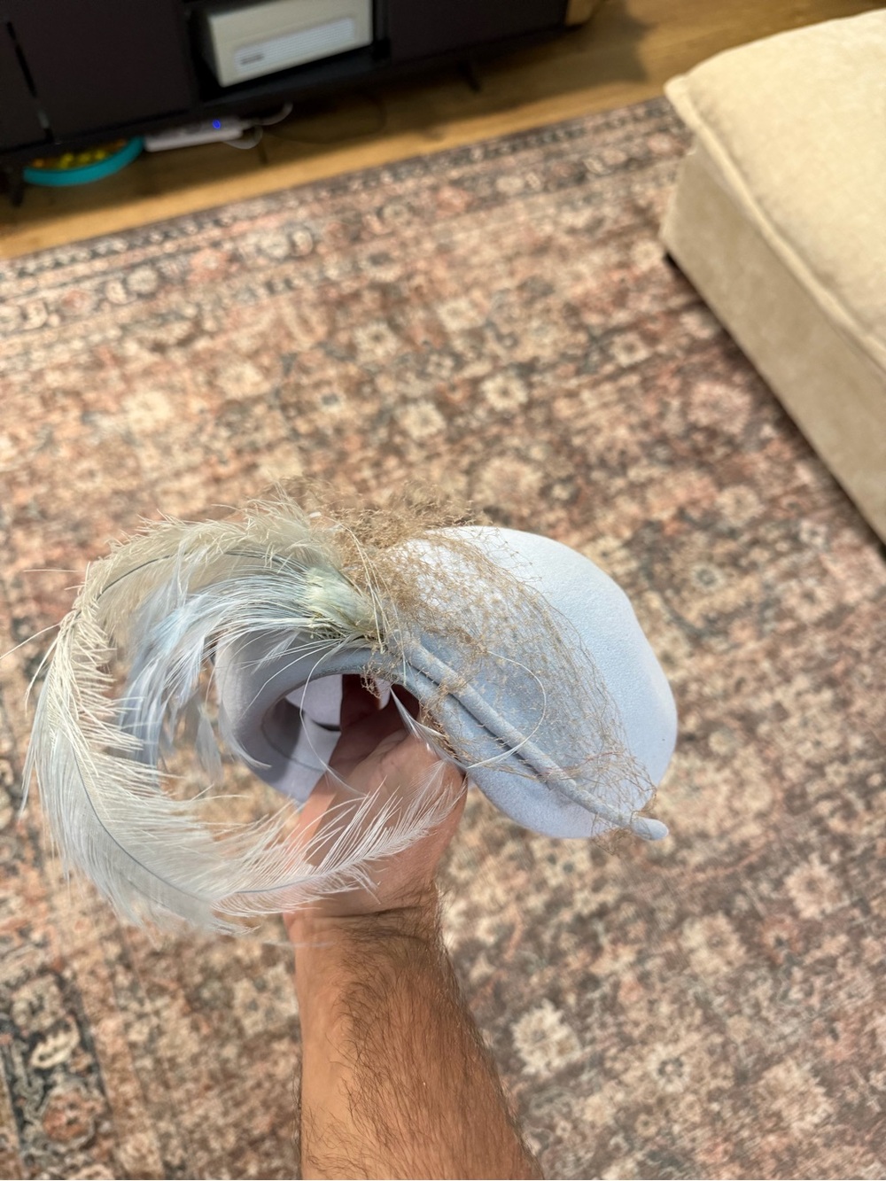 Vintage Light Blue Feathered Women’s Cocktail Fascinator